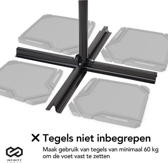 Infinity Goods Zweefparasol - 300CM - Incl. Kruisvoet - Waterdicht - Draai- en kantelbaar - Verstelbare Hoogte - Antraciet
