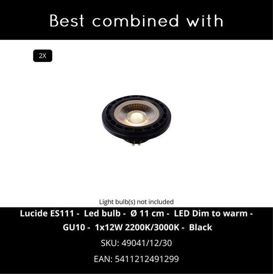Lucide SENSAS - Vloerlamp - 2xGU10 (ES111) - Zwart