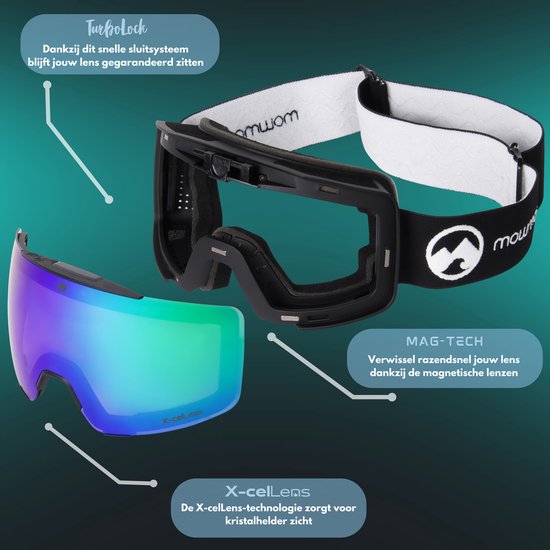 MowMow LOCAL Skibril Heren L/XL + Extra Lens – Magnetisch – Bio-Frame - R-Strap - UV400