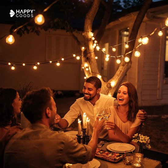 Happy Goods - kerstverlichting - 7m - 50 solar LED - Tuinverlichting op zonne-energie - Solar tuinverlichting - crystal lampjes ø 2,5 cm - Duurzaam