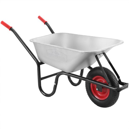 Gardebruk Kruiwagen 100L - Luchtband - 250kg Draagkracht Zilver