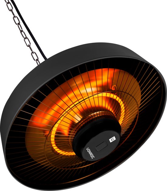 VONROC Terrasverwarmer – Hangend & Infrarood – 2000 W – 50 x 50 x 25 cm – Zwart