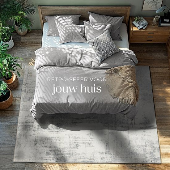 tectake® Vintage design tapijt - Laagpolig vloerkleed voor woonkamer, kinderkamer, slaapkamer of hal - Wasbaar - Div. afmetingen - 160x230cm - beige/grijs