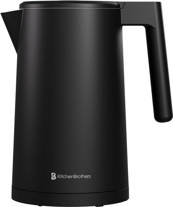 KitchenBrothers Waterkoker - 1.7L - Met Temperatuurregeling - Elektrisch - Warmhoudfunctie - Display - Dubbelwandig - Cool-touch - 2200W - Zwart