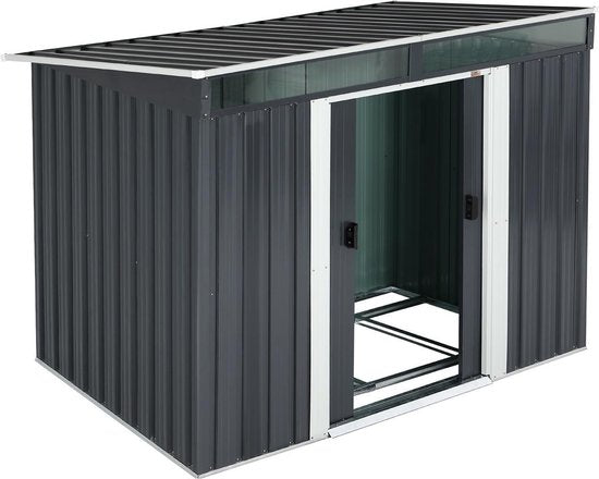 Gardebruk Tuinhuisje Metaal - Met Fundering & Deuren – 196x122x180 cm - Antraciet