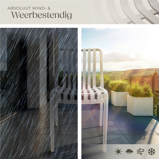 tectake® Set van 2 Tuinstoelen Alcudia - Taupe - Kunststof Stoelen - Stapelbaar - Stoelen voor Tuin, Terras of Balkon - Weerbestendig en UV-bestendig - Draagkracht 120kg per Tuinstoel