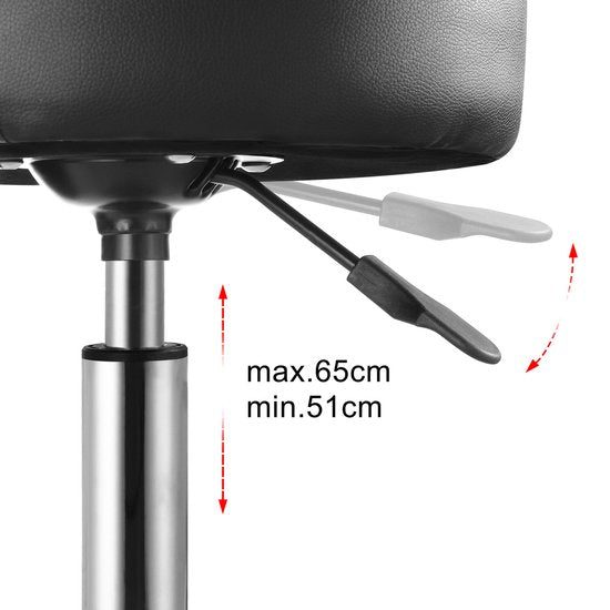 Rolkruk - Hoogte Verstelbaar 360°C Draaibaar - 51-65cm Zithoogte Zwart