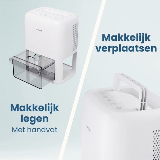 Auronic Luchtontvochtiger Mini - Geschikt voor Woonkamer, Kantoor, Slaapkamer, Babykamer en Meer - Stil - Wit