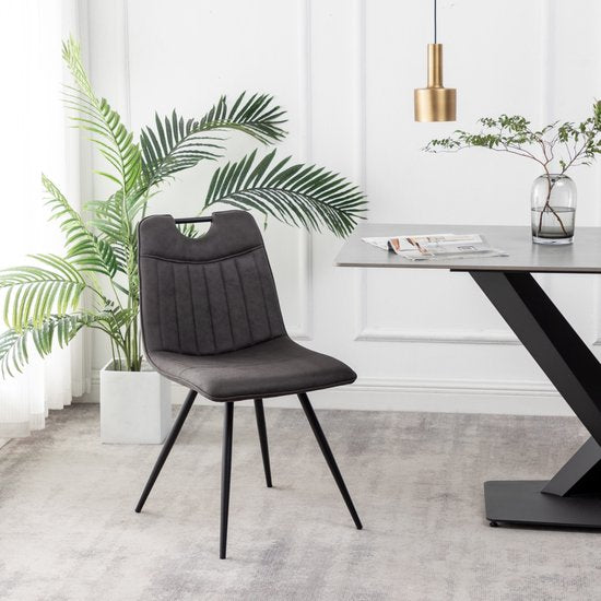 Furnihaus Eetkamerstoel Leon Microvezel Antraciet Set van 2