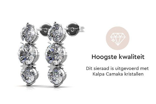 Yolora Dames Oorbellen met Kalpa Camaka Kristallen - Zilver kleurig - 18K Witgoud Verguld - Cadeauverpakking