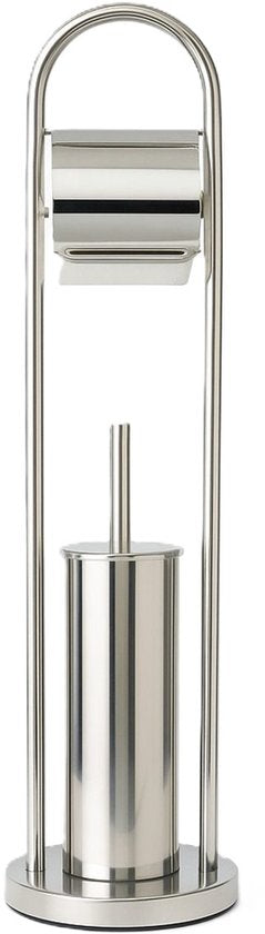 Ceruzo Toiletbutler Vrijstaand – RVS – Glanzend-80 cm – WCRolhouder + Borstel – Luxe Badkameraccessoire