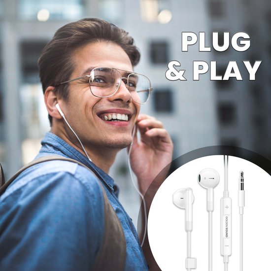 Golden Sound Bedrade Oordopjes - Oortjes met draad en microfoon - 3.5 mm jack aansluiting