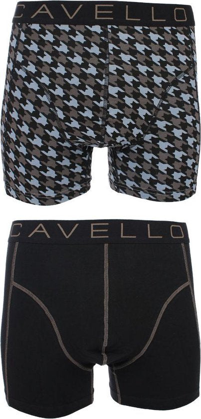 Cavello - 2-pack Boxershorts Zwart / Pepita Print - S