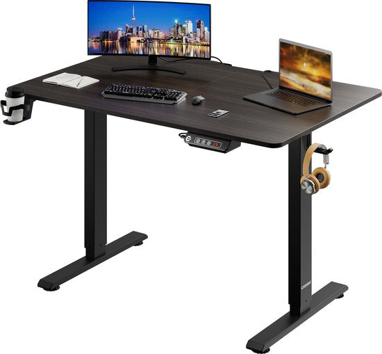 Casaria Zit Sta Bureau – Hoogte Verstelbaar Elektrisch - 110x60cm Bruin