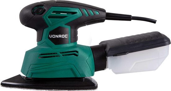 VONROC Multischuurmachine – Incl. Stofopvangbox & Schuurpapier – 130 W – Zwart