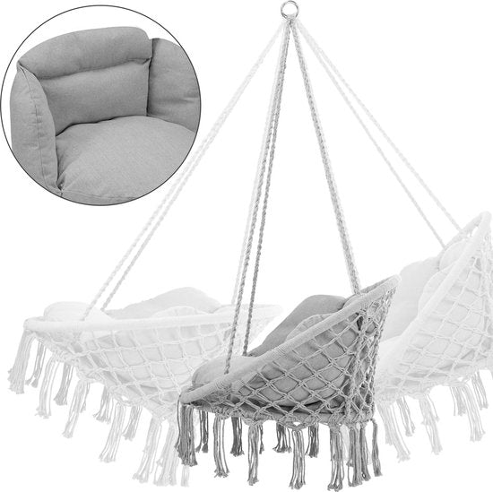 Detex Hangstoel - 2 Kussens Max 150kg 80x60x140cm - Lichtgrijs