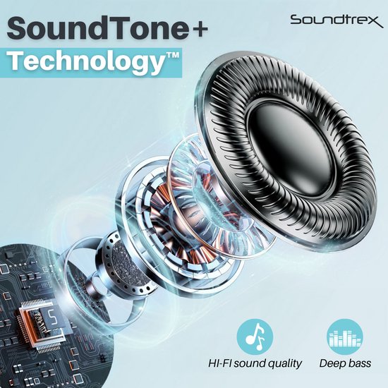Soundtrex Display Draadloze Oordopjes - Bluetooth Oordopjes – Oortjes draadloos - Active Noise Cancelling - LED Display - Bluetooth 5.3 – Zwart
