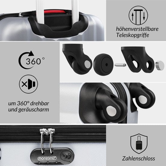 Monzana Baseline Koffer - Hardcase Trolley Cijferslot Wielen - Zwart