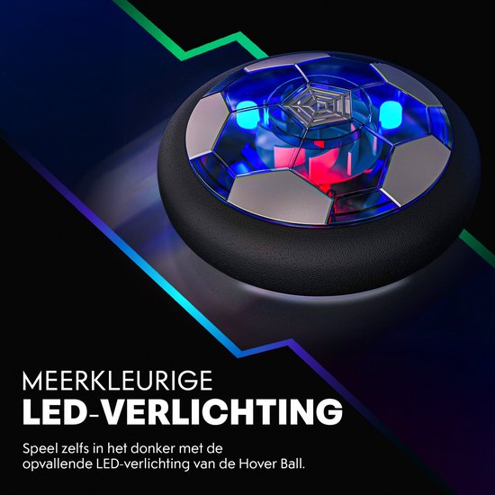 Tech Essentials Hover Bal - 18cm - Led Verlichting - Oplaadbaar - Zwevende - Zachte Binnen Voetbal - Indoor Air Speelgoedbal - Kinderen