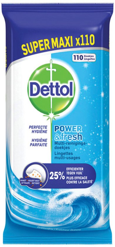 Dettol Reinigingsdoekjes Power & Fresh Ocean - 110 stuks