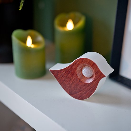 Nexxt Vogelgeluiden Vogel met Sensor voor op Toilet - Aanpasbaar Volume - WC - Bewegingsmelder - 10,2 x 3,5 x 8,6 cm - 90 g - Kastje - Bird Box - Donker Bruin