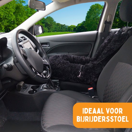 By Cee Cee Autostoel Hond Deluxe - Hondenmand Auto Met Veiligheidsriempje - Automand Hond - Hondenstoel - Autozitje - Zwart - Bijrijdersstoel