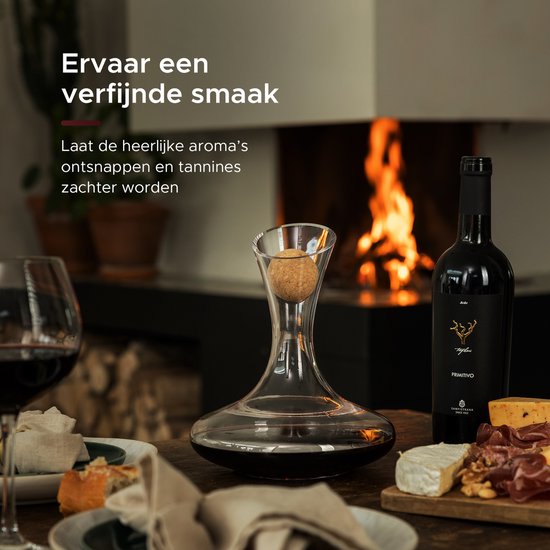 Luxwine® - Decanteer karaf - Wijnkaraf - 1,45L - Incl. 1000 Schoonmaakparels - Incl. kurkafsluiting - Decanter