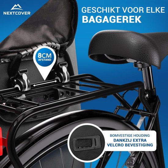 NEXTCOVER® NIEUW 3-in-1 fietstas voor bagagedrager [Aquashield] - Reflecterend bagagedragertas waterdicht - rugzak en schoudertas [25 liter]- Zwart