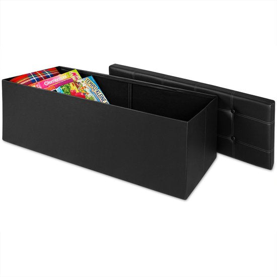 Casaria Opbergbank - 115x40x40cm 131L Kunstleer - Zwart