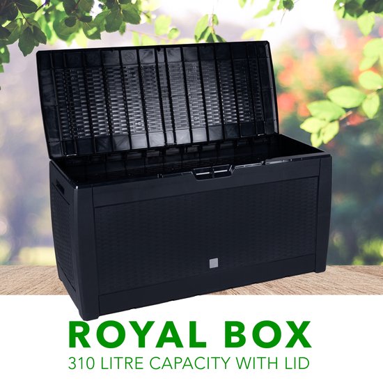 Opbergbox 310L UV-Bestendig Weerbestendig Wielen Tuinbox Rotan-look Antraciet