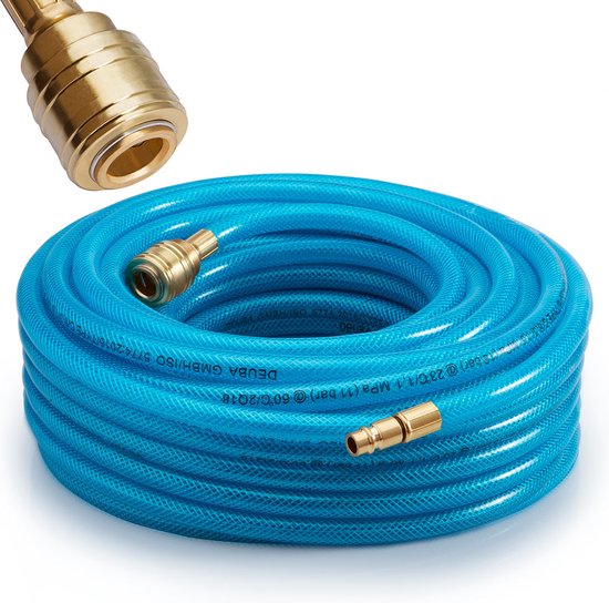 Deuba Persluchtslang 15m 15bar – Snelkoppeling 1/4-Aansluiting - Pvc