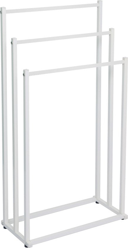 Niceey Handdoekrek - 3 Armen - Handdoekstang - Handdoekenrek Badkamer - Handdoekhouder Vrijstaand - Metaal - Anti-Kras Viltjes - Wit