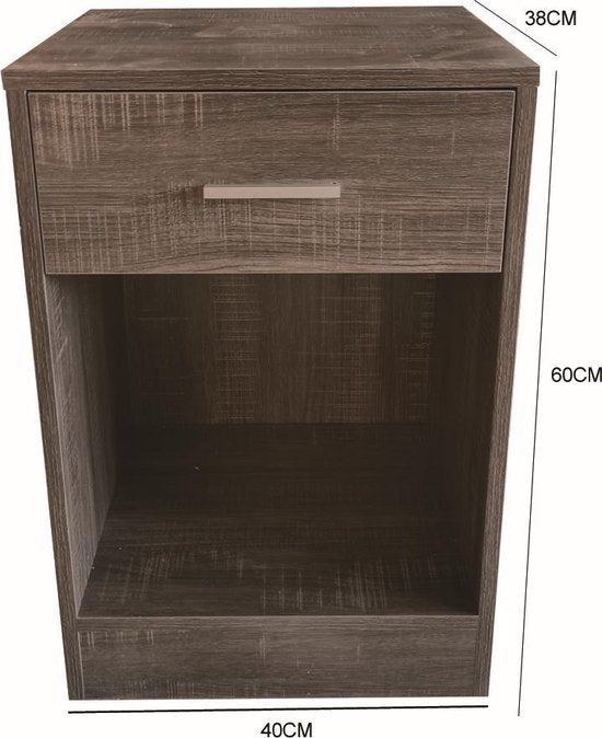Nachtkastje - halkastje - met lade - 60 cm hoog - bruin