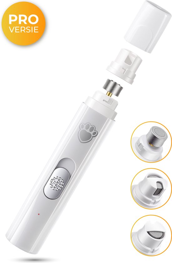 Nuvance - Elektrische Nagelvijl - voor Honden, Katten en Dieren - Usb Oplaadbaar - Diamant Vijlkop - Draadloos - Wit