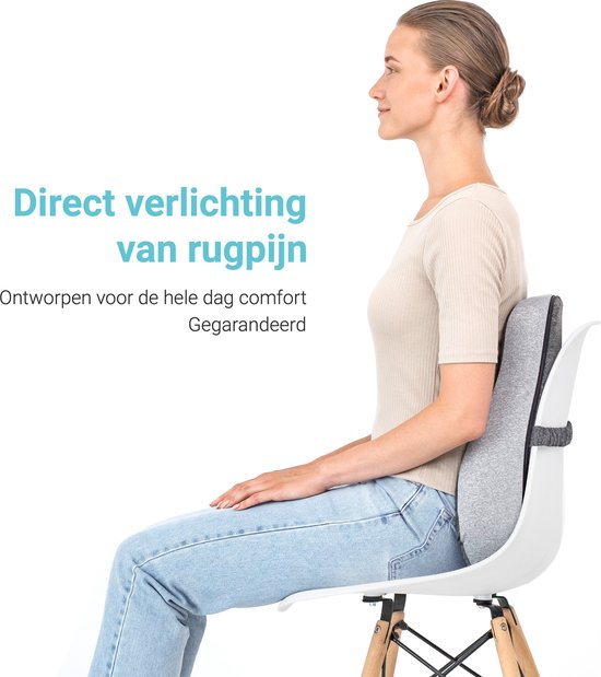 CozySense® Rugsteun - Verstelbaar Rugkussen Onderrug - Lendekussen voor Auto, Bureaustoel, Bed & Bank - Ergonomisch - Met Coolgel - Wasbare Hoes