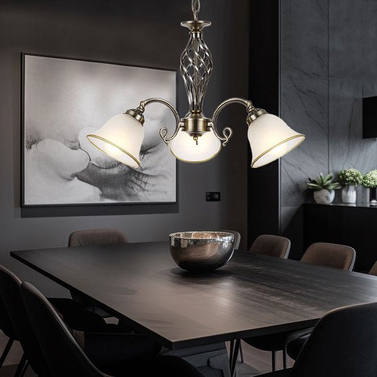 Kroonluchter Globo Odin LED - Klassiek - Messing met mat glas 2