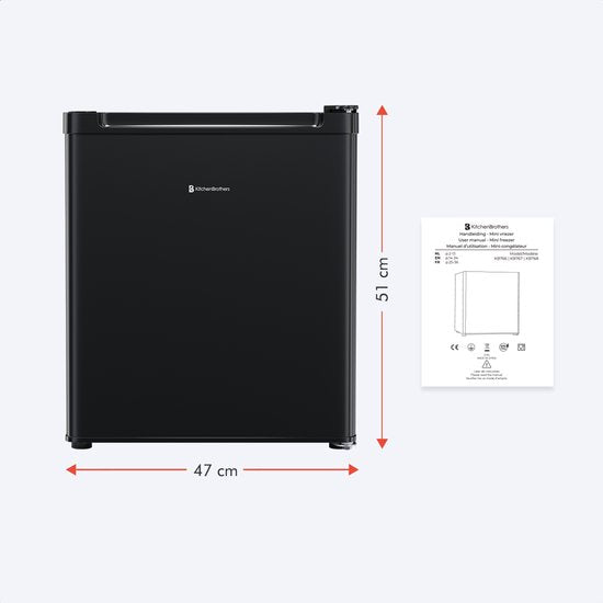 KitchenBrothers Mini Vriezer - 33L - Kleine Diepvrieskast - Diepvriezer - Vrijstaand - Compact - Zwart