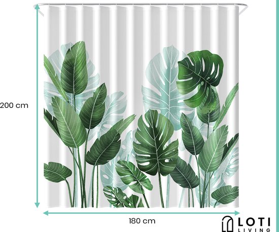 Loti Living Douchegordijn Anti Schimmel – Strelitzia - Inclusief ringen – Waterdicht - Polyester - Douchegordijn 180x200 cm