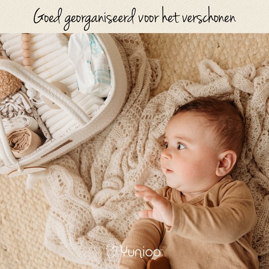Yunioo Luiertas en Commodemandje │ Luiermand voor Babykameraccessoires │ Luier Organizer │ Opbergmand kinderkamer │ Kraamcadeau babyshower │Speelgoedmand │ Bruin