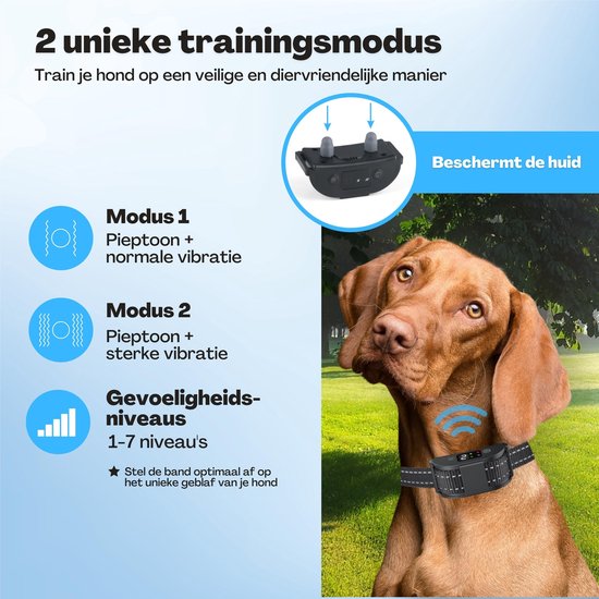 Anti Blafband Pro - Opvoedingshalsband Zonder Schok - voor Kleine en Grote Honden - Waterdicht - Oplaadbaar - Vibratie en Audio - 2 Extra Halsbanden