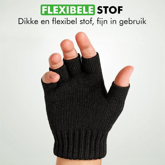 Travelhawk Vingerloze Handschoenen - Dames en Heren - Handschoenen zonder Vingertoppen - One Size Fits Most - Zwart