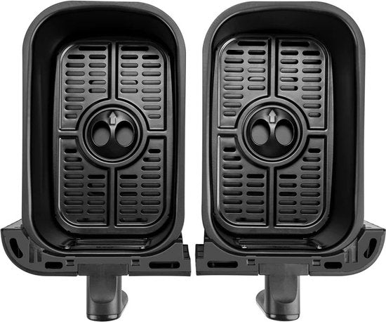 Juskys – Heteluchtfritteuse Dual Zone – 9 l – Voorzien Van 2 Kamers En Smart Finish Functie – Voor Gezond Bakken En Frituren – Zwart Kunststof En Staalplaat