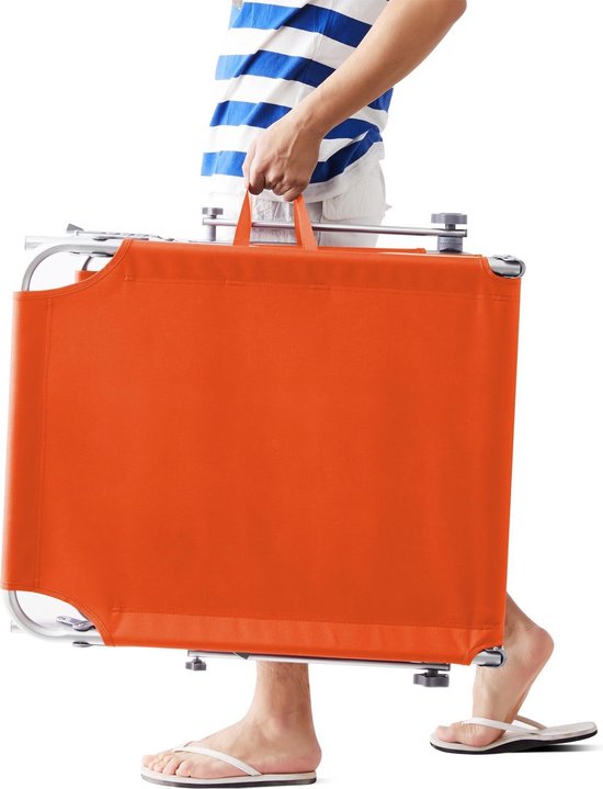 Casaria Ligstoel Ibiza – met Zonnedak - 190x59x29 cm – Oranje