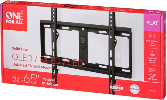 One For All WM4411 Vesa 400 muurbeugel - vast - 32 t/m 65 inch - max. 100 kg