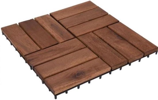 Terrastegels acaciahout set 9 stuks - 30x30cm - tuintegels