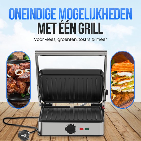 Strex Tosti Apparaat XL Met Temperatuurregeling - Contactgrill Groot / Tosti Ijzer / Broodrooster / Grill Apparaat / Panini Grill - PFAS Vrij - 2200W