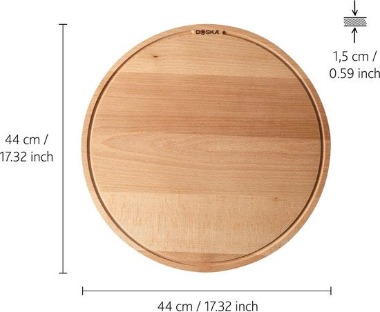 Boska Pizzaplank Amigo L Rond - Borrelplank van Duurzaam Beukenhout - Met opvanggeul - Ø 34 cm