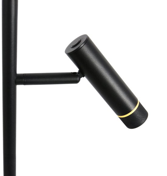 Vloerlamp Volari 4711ZW zwarte design 2-lichts leeslamp van Steinhauer met dim to warm LED, hoogte 157 cm, voet 21 x 21 cm, draaibaar en kantelbaar, ideaal voor binnen gebruik