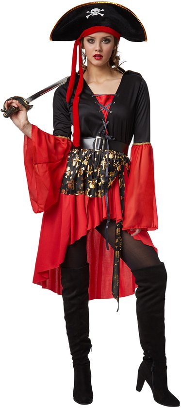 Dressforfun Vrouwenkostuum piratenkoningin XXL - verkleedkleding kostuum halloween verkleden feestkleding carnavalskleding carnaval feestkledij partykleding - 301778