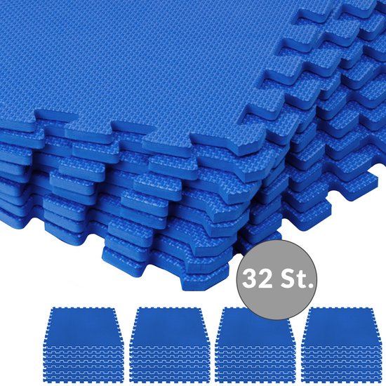 Monzana 32x Vloerbeschermer - 45x45cm Antislip Uitbreidbaar - Blauw